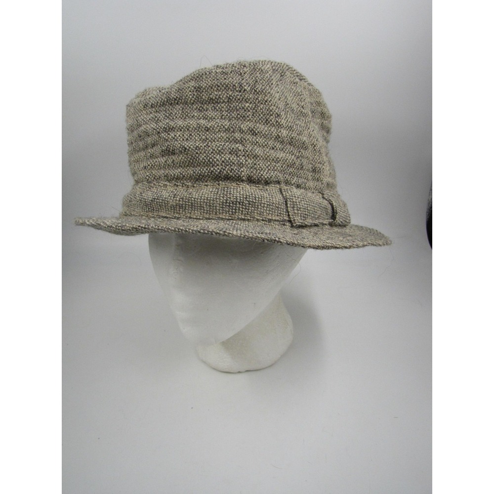 Norm Thompson Hat Fedora Mens One Size Beige Tweed Wool Lined Winter Ireland